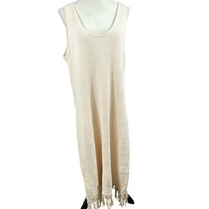 Future Collective Cover-Up Dress Fringe‎ Sleeveless Knit 1X Boho Beach Summer